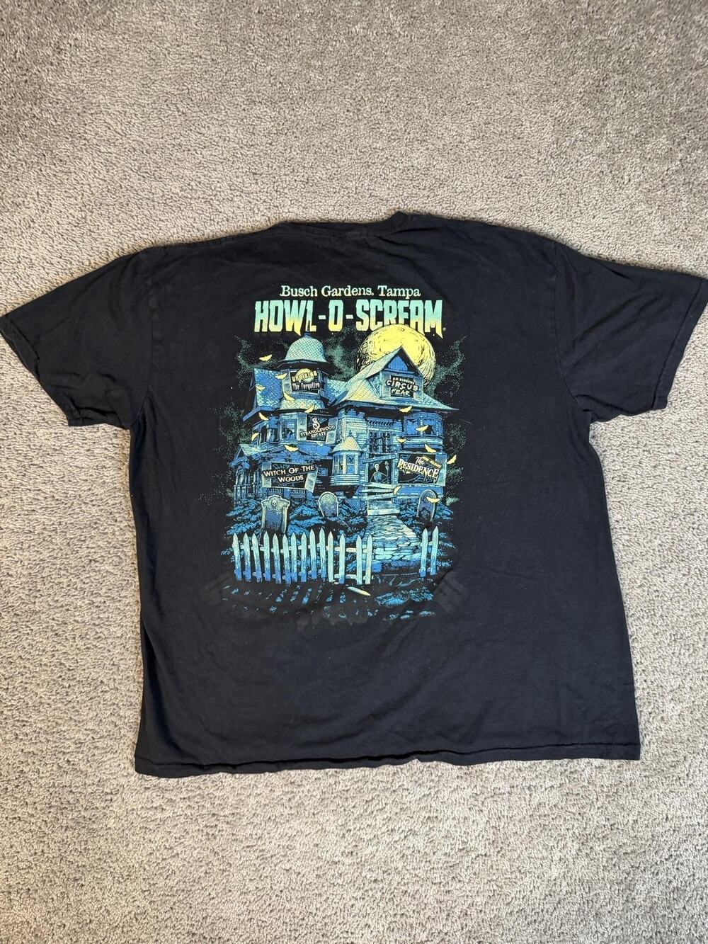 Busch Gardens Shirt Mens 2XL Black Howl-O-Scream Tampa Owl Halloween Graphic
